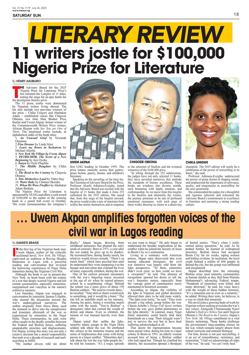 11 writers jostle for $100,000 Nigeria Prize for Literature